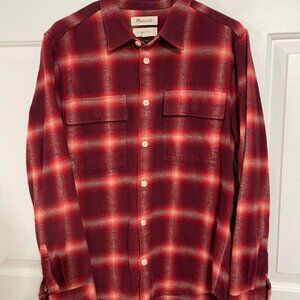 Madewell Perfect Fit Flannel Shirt Red, White, speckle effect salt and pepper